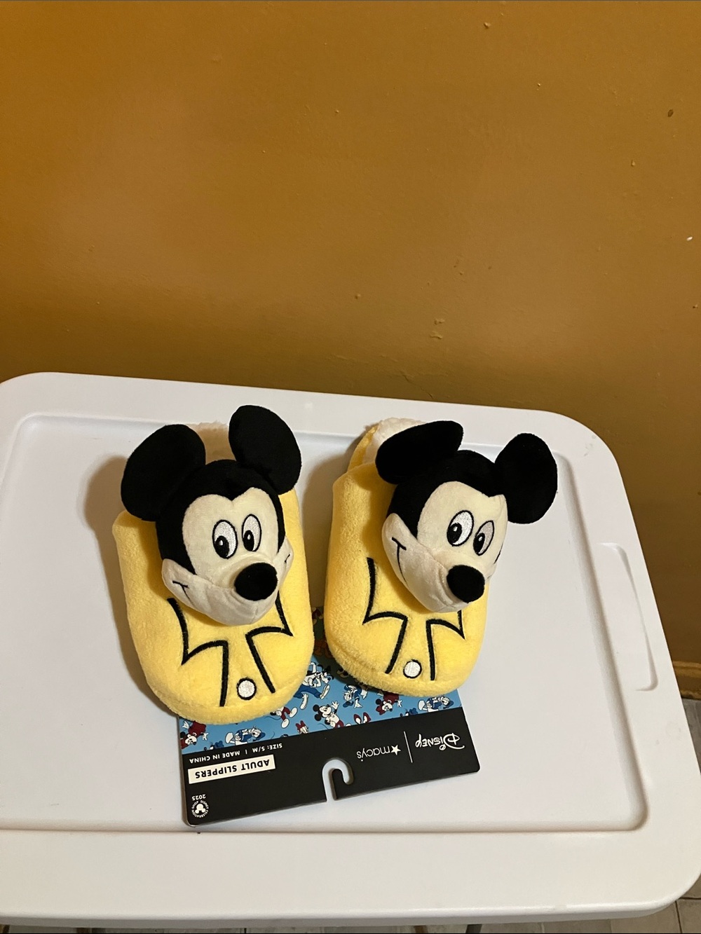 Disney Yellow Mickey Mouse Plush Kids Slippers